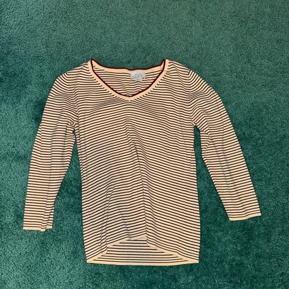Sweaters - Striped V-Neck Long Sleeve Top